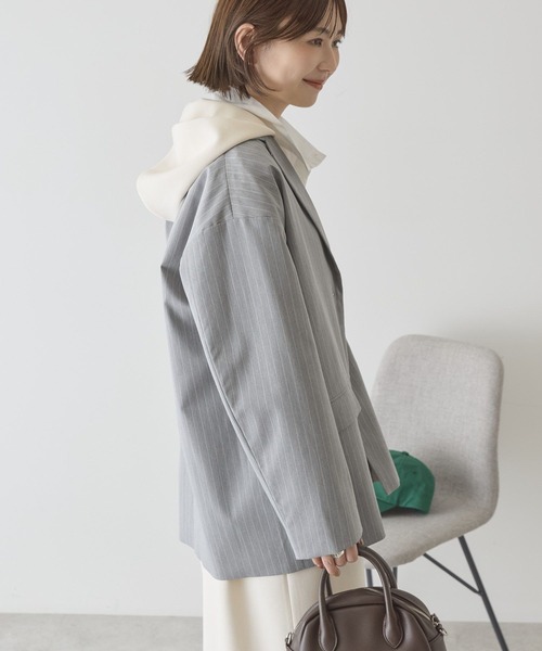 AMERICAN HOLIC（アメリカンホリック）の「オーバーサイズテーラージャケット（テーラードジャケット・レディース・グレー系その他2/ネイビー・FREE）」の10枚目の写真