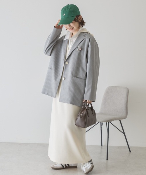 AMERICAN HOLIC（アメリカンホリック）の「オーバーサイズテーラージャケット（テーラードジャケット・レディース・グレー系その他2/ネイビー・FREE）」の13枚目の写真