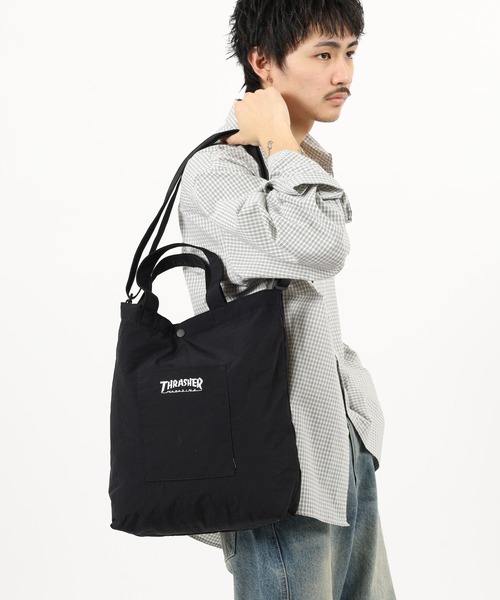 THRASHER(スラッシャー)の「THRASHER TOTE SHOULDER M 2WAY トート ショルダーバッグ(トートバッグ・メンズ・ブラック系/ブラック×ホワイト・FREE)」の19枚目の写真