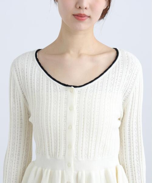 FREE'S MART（フリーズマート）の「◆地柄短丈ペプラムニット（ニット/セーター・レディース・ネイビー/イエロー/ホワイト・FREE）」の14枚目の写真