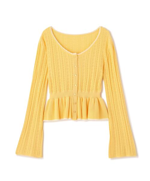 FREE'S MART（フリーズマート）の「◆地柄短丈ペプラムニット（ニット/セーター・レディース・ネイビー/イエロー/ホワイト・FREE）」の18枚目の写真