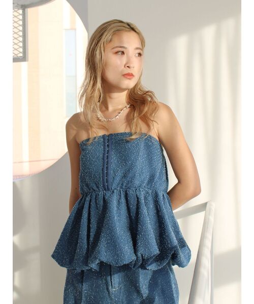 Ungrid（アングリッド）の「バルーンデザインネップデニムビスチェ（チューブトップ・レディース・ライトブルー/ブルー・FREE）」の12枚目の写真