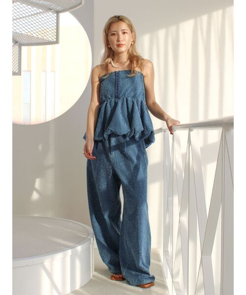 Ungrid（アングリッド）の「バルーンデザインネップデニムビスチェ（チューブトップ・レディース・ライトブルー/ブルー・FREE）」の13枚目の写真