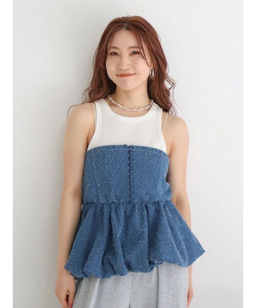 Ungrid（アングリッド）の「バルーンデザインネップデニムビスチェ（チューブトップ・レディース・ライトブルー/ブルー・FREE）」の15枚目の写真