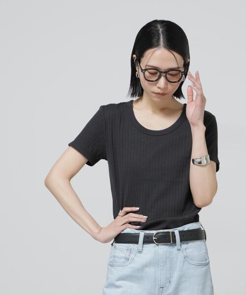 NANO universe(ナノユニバース)の「Anti Soaked(R) 汗染み防止コンパクトリブTシャツ(Tシャツ/カットソー・レディース・トップグレー/ブラック/アイボリー/チャコール・S/M)」の2枚目の写真