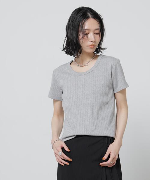 NANO universe(ナノユニバース)の「Anti Soaked(R) 汗染み防止コンパクトリブTシャツ(Tシャツ/カットソー・レディース・トップグレー/ブラック/アイボリー/チャコール・S/M)」の22枚目の写真