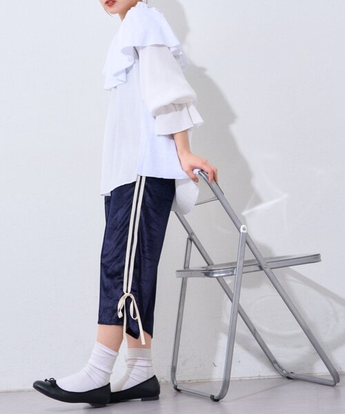 etsinta（エシンタ）の「【etsinta】リメイクジャージーカプリパンツ（その他パンツ・レディース・オフホワイト/ネイビー・ONE SIZE）」の18枚目の写真