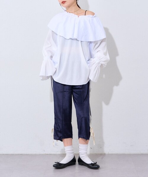 etsinta（エシンタ）の「【etsinta】リメイクジャージーカプリパンツ（その他パンツ・レディース・オフホワイト/ネイビー・ONE SIZE）」の20枚目の写真