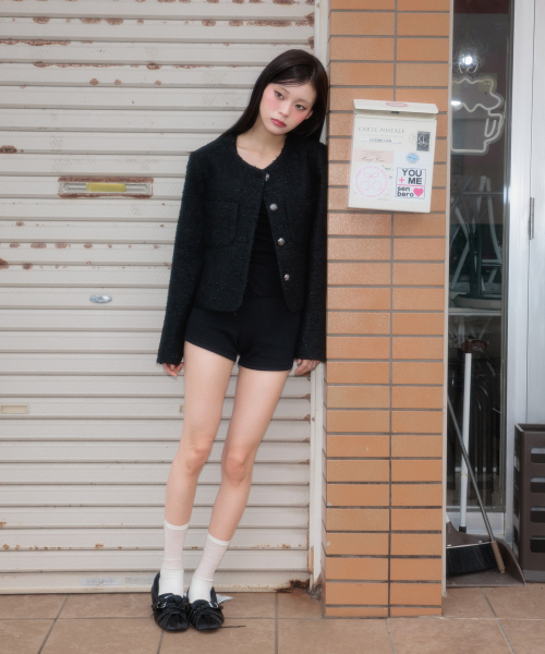 ROSEFRANTZ（ロゼフランツ）の「Classic Button Crop Tweed Jacket [Black]（その他アウター・レディース・ブラック・OS）」の3枚目の写真
