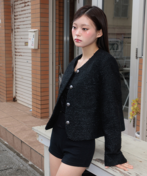 ROSEFRANTZ（ロゼフランツ）の「Classic Button Crop Tweed Jacket [Black]（その他アウター・レディース・ブラック・OS）」の5枚目の写真