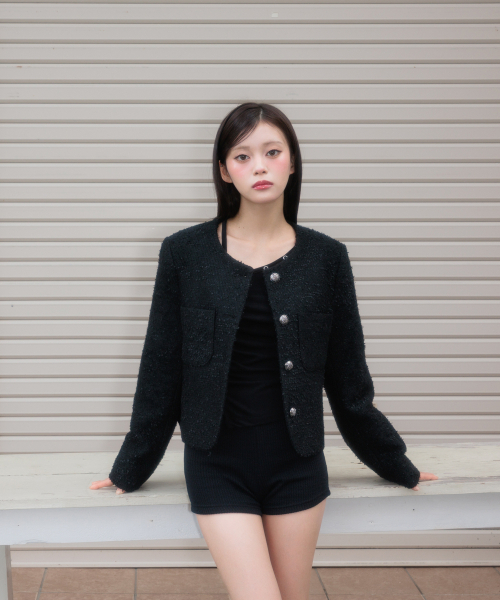 ROSEFRANTZ（ロゼフランツ）の「Classic Button Crop Tweed Jacket [Black]（その他アウター・レディース・ブラック・OS）」の8枚目の写真