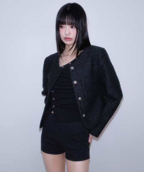 ROSEFRANTZ（ロゼフランツ）の「Classic Button Crop Tweed Jacket [Black]（その他アウター・レディース・ブラック・OS）」の9枚目の写真