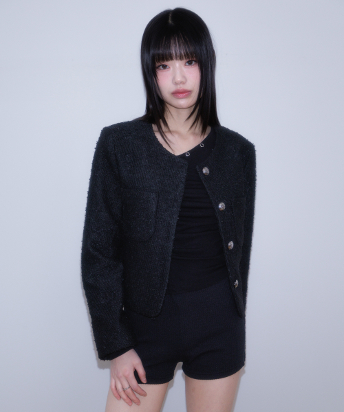 ROSEFRANTZ（ロゼフランツ）の「Classic Button Crop Tweed Jacket [Black]（その他アウター・レディース・ブラック・OS）」の11枚目の写真