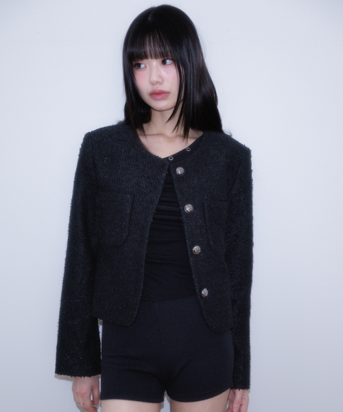 ROSEFRANTZ（ロゼフランツ）の「Classic Button Crop Tweed Jacket [Black]（その他アウター・レディース・ブラック・OS）」の12枚目の写真