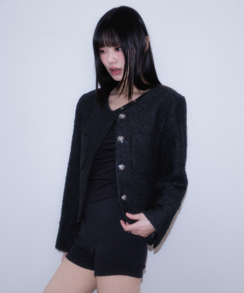 ROSEFRANTZ（ロゼフランツ）の「Classic Button Crop Tweed Jacket [Black]（その他アウター・レディース・ブラック・OS）」の13枚目の写真