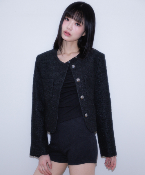 ROSEFRANTZ（ロゼフランツ）の「Classic Button Crop Tweed Jacket [Black]（その他アウター・レディース・ブラック・OS）」の14枚目の写真