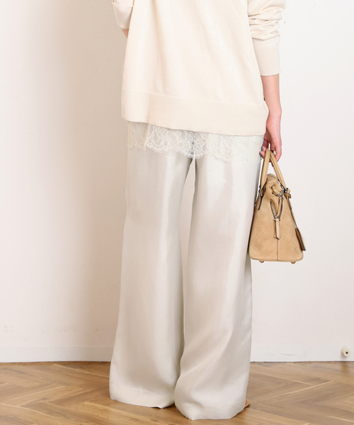 EVERYDAY I LIKE.（エヴリディアイライク）の「*シルクレーヨンイージーパンツ（その他パンツ・レディース・アイボリー/ブラック・40/38/36）」の4枚目の写真