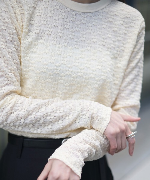 Marient（マリエント）の「ジャガードレースカットソー（Tシャツ/カットソー・レディース・ブラック/アイボリー・FREE）」の9枚目の写真