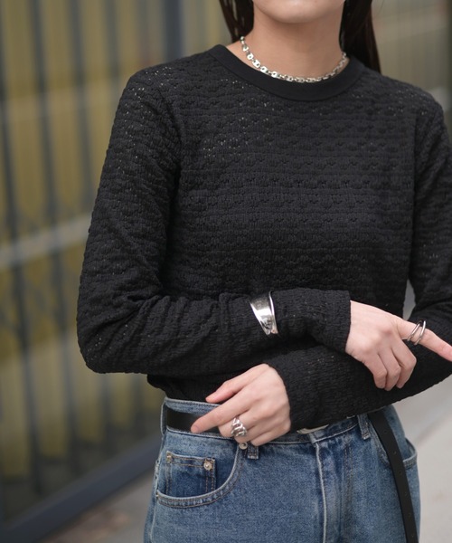 Marient（マリエント）の「ジャガードレースカットソー（Tシャツ/カットソー・レディース・ブラック/アイボリー・FREE）」の17枚目の写真