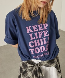 【Snap club】ラインストーン グラフィック オーバーサイズ 半袖Tシャツ