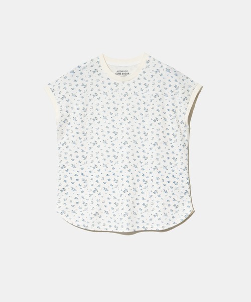 CUBE SUGAR(キューブシュガー)の「CUBE SUGAR/キューブシュガー ワッフル小花柄 フレンチPO(Tシャツ/カットソー・レディース・ホワイト/ネイビー・FREE)」の2枚目の写真