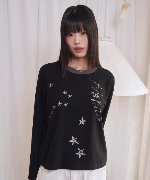 PRENDA(プレンダ)の「CRACK STAR LOGO LONG SLEEVE BLACK(Tシャツ/カットソー・レディース・その他・F)」の2枚目の写真