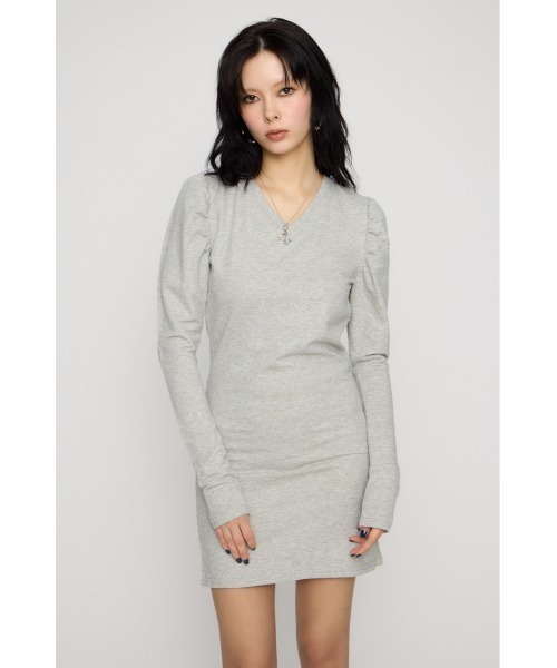 LAGUA GEM(ラグアジェム)の「PUFF SLEEVE CUT ミニワンピース(ワンピース・レディース・ネイビー系/グレー/ブラック・SMALL/MEDIUM)」の9枚目の写真