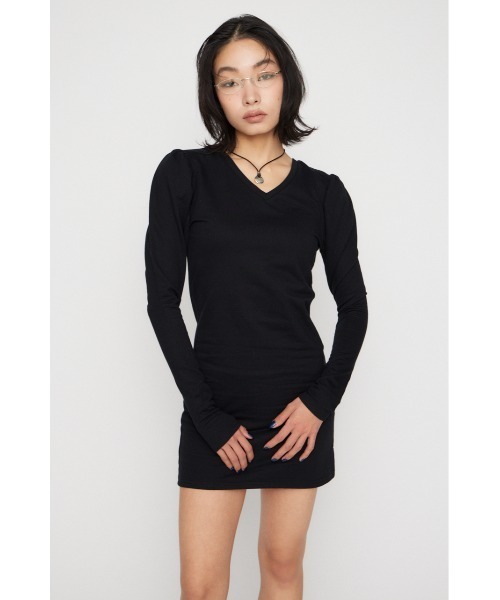LAGUA GEM(ラグアジェム)の「PUFF SLEEVE CUT ミニワンピース(ワンピース・レディース・ネイビー系/グレー/ブラック・SMALL/MEDIUM)」の6枚目の写真