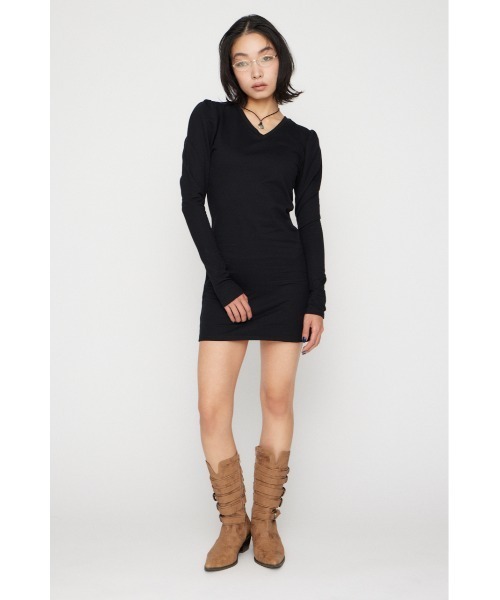LAGUA GEM(ラグアジェム)の「PUFF SLEEVE CUT ミニワンピース(ワンピース・レディース・ネイビー系/グレー/ブラック・SMALL/MEDIUM)」の7枚目の写真