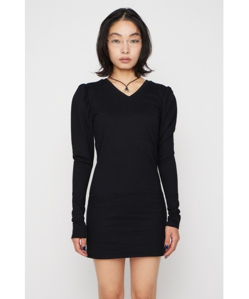 LAGUA GEM(ラグアジェム)の「PUFF SLEEVE CUT ミニワンピース(ワンピース・レディース・ネイビー系/グレー/ブラック・SMALL/MEDIUM)」の4枚目の写真