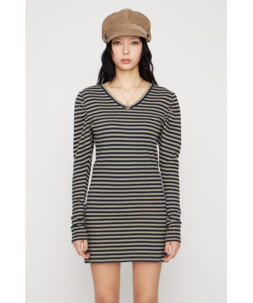 LAGUA GEM(ラグアジェム)の「PUFF SLEEVE CUT ミニワンピース(ワンピース・レディース・ネイビー系/グレー/ブラック・SMALL/MEDIUM)」の13枚目の写真
