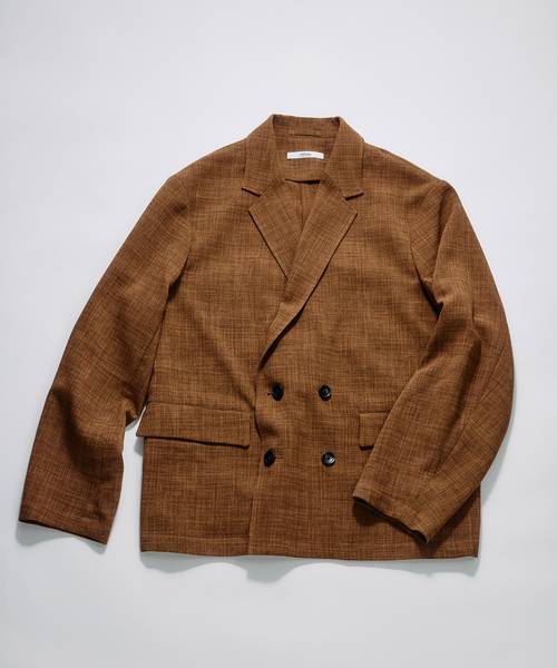 JOURNAL STANDARD relume（ジャーナルスタンダード　レリューム）の「テックキャンバス  ダブルプレスト ジャケット(セットアップ対応可能)（テーラードジャケット・メンズ・ブラック/ブラウン系その他/アイボリー・MEDIUM/LARGE）」の3枚目の写真