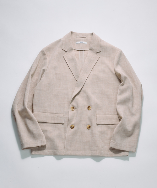 JOURNAL STANDARD relume（ジャーナルスタンダード　レリューム）の「テックキャンバス  ダブルプレスト ジャケット(セットアップ対応可能)（テーラードジャケット・メンズ・ブラック/ブラウン系その他/アイボリー・MEDIUM/LARGE）」の2枚目の写真