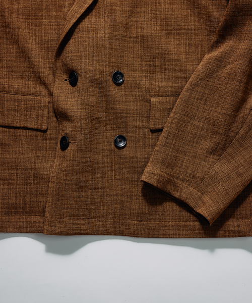JOURNAL STANDARD relume（ジャーナルスタンダード　レリューム）の「テックキャンバス  ダブルプレスト ジャケット(セットアップ対応可能)（テーラードジャケット・メンズ・ブラック/ブラウン系その他/アイボリー・MEDIUM/LARGE）」の9枚目の写真