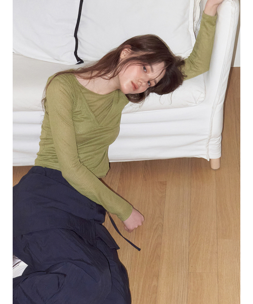 ETMON(エトモン)の「Ribbed Layered T-Shirt SET, Olive(Tシャツ/カットソー・レディース・その他・F)」の4枚目の写真