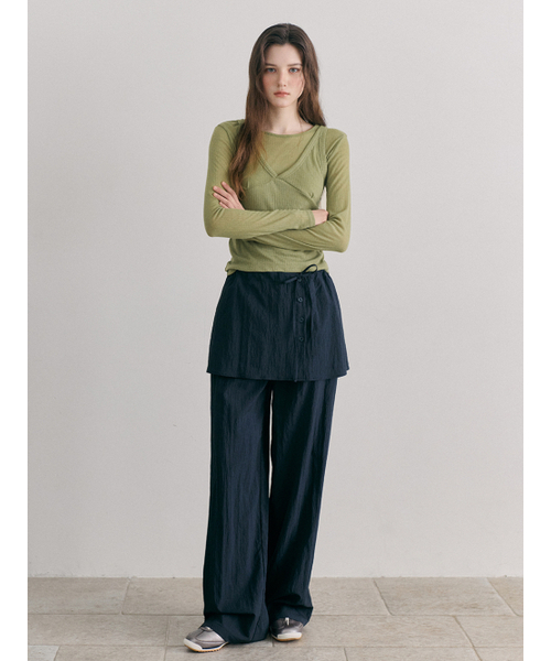 ETMON(エトモン)の「Ribbed Layered T-Shirt SET, Olive(Tシャツ/カットソー・レディース・その他・F)」の6枚目の写真