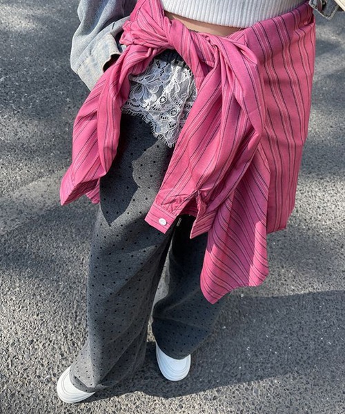 Nia(ニア)の「Nia(ニア)/レース付きドット柄スウェット(スウェットパンツ・レディース・グレー/ブラック・SMALL/MEDIUM)」の12枚目の写真