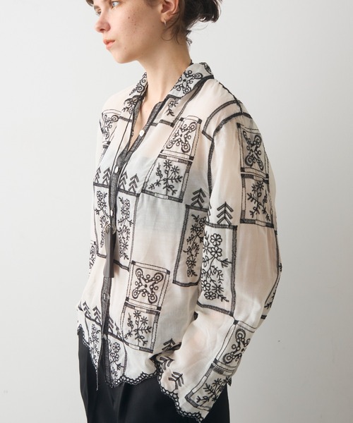 full/fill.（フルフィル）の「panel embroidery shirt / パネル刺繍シャツ（シャツ/ブラウス・レディース・ブラック/ブラウン・FREE）」の10枚目の写真