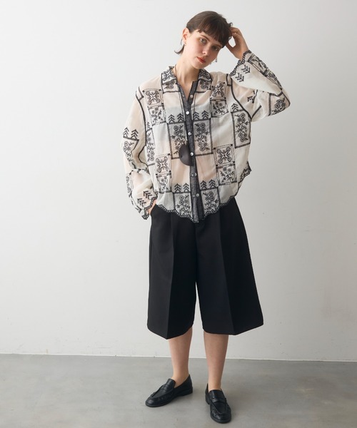 full/fill.（フルフィル）の「panel embroidery shirt / パネル刺繍シャツ（シャツ/ブラウス・レディース・ブラック/ブラウン・FREE）」の18枚目の写真