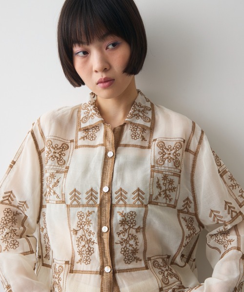 full/fill.（フルフィル）の「panel embroidery shirt / パネル刺繍シャツ（シャツ/ブラウス・レディース・ブラック/ブラウン・FREE）」の21枚目の写真
