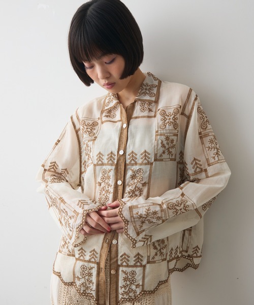 full/fill.（フルフィル）の「panel embroidery shirt / パネル刺繍シャツ（シャツ/ブラウス・レディース・ブラック/ブラウン・FREE）」の22枚目の写真