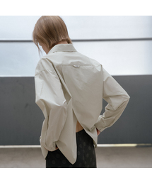 Backslit detail soft cotton shirt_Light khaki