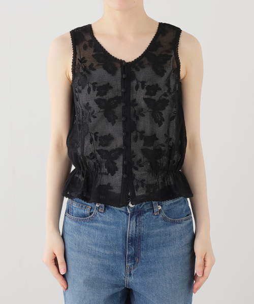 JOURNAL STANDARD(ジャーナルスタンダード)の「【VIVIANO / ヴィヴィアーノ】Embroidered Lace Tank(タンクトップ・レディース・ブラック・MEDIUM)」の7枚目の写真