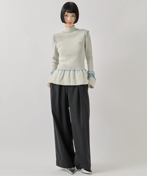 TAN（タン）の「【TAN/タン】《STUDIOUS別注》LACE FLARE KNIT/レースフレアニット（ニット/セーター・レディース・アイボリー/ブラック・FREE）」の15枚目の写真