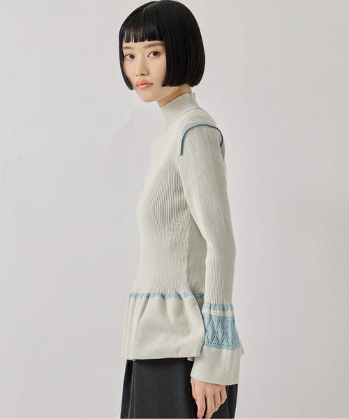 TAN（タン）の「【TAN/タン】《STUDIOUS別注》LACE FLARE KNIT/レースフレアニット（ニット/セーター・レディース・アイボリー/ブラック・FREE）」の17枚目の写真