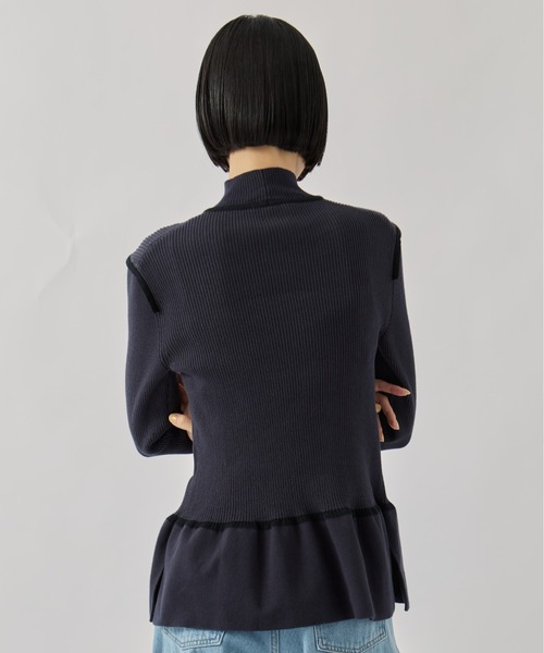 TAN（タン）の「【TAN/タン】《STUDIOUS別注》LACE FLARE KNIT/レースフレアニット（ニット/セーター・レディース・アイボリー/ブラック・FREE）」の13枚目の写真