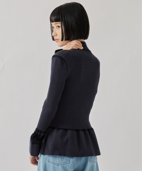 TAN（タン）の「【TAN/タン】《STUDIOUS別注》LACE FLARE KNIT/レースフレアニット（ニット/セーター・レディース・アイボリー/ブラック・FREE）」の9枚目の写真