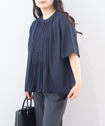 【L～6L 大きいサイズ】【抗菌/消臭・接触冷感】さらさらジョーゼットフロントプリーツブラウス