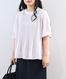 【L~6L 大きいサイズ】【抗菌/消臭・接触冷感】さらさらジョーゼットフロントプリーツブラウス