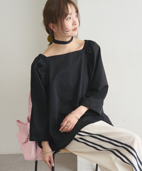 mystic(ミスティック)の「【3色展開】チョーカーリボンパフブラウス(シャツ/ブラウス・レディース・ブラック/オフホワイト/ブルー・FREE)」の14枚目の写真